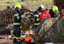 Oö: Frau in Oftering von umgestürzter Brennholz-Palette verschüttet