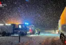 Bayern: THW Rosenheim nach heftigem Schneefall auf der A8 bei Bergung von Lkws im Einsatz