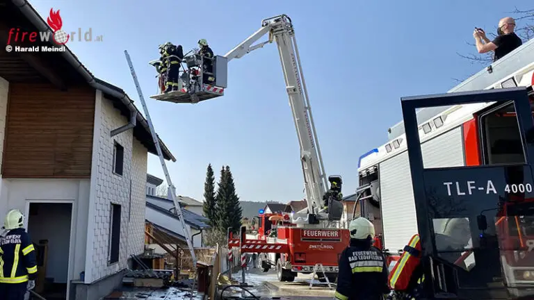 Oö: Brand im Bereich des Kamins auf Wohnhausdach in Bad Leonfelden