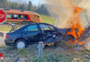 Schweiz: Autobrand nach Unfall zwischen zwei Pkw in Sulgen