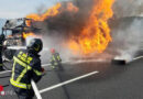 Südtirol: Brennender Sattelschlepper mit leeren Flaschen auf der A 22 bei Bozen