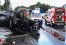 Oö: Autoüberschlag bei heftiger Kollision auf Kremstalstraße in Ansfelden