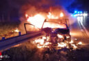 Nö: Leitschiene durchbohrt auf A 1 bei Pöchlarn Pkw bis zur Rückbank → Auto in Vollbrand → Schutzengel leisten enorme Arbeit!