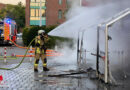 D: Unterstand für Einkaufswagen an Fassade in Norderstedt ausgebrannt → Fassade in Mitleidenschaft