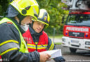 D: Verletzte Person bei brennendem Desinfektionsmittel-Spender in Essen