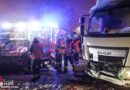 Oö: Eingeklemmter nach Pkw-Lkw-Unfall auf eisglatter Fahrbahn in Wels