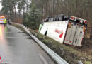 D: 40-Tonnen-Sattelschlepper fliegt bei Kandel aus der Kurve → mit Räder nach oben im Graben