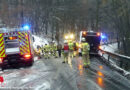 D: Unfall mit vollbesetztem Schulbus auf Schneefahrbahn in Reichshof verlief glimpflich → Kinder über Notausstiege befreit