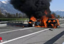 Schweiz: Autos brennen nach Unfall auf der A13 bei Vilters