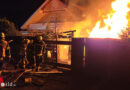 D: Brennender Holzunterstand in Werne erfasst freistehende Garage