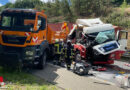 D: Lkw fährt auf A 63 bei Sembach mit voller Wucht gegen Absicherungsfahrzeug