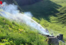 T: Brennende Wiese nach einem Sonnwendfeuer