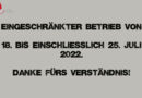 Fiwo-Update-Einschränkung: 18. – 25.7.2022