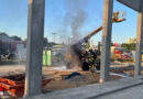 D: Auf der Baustelle zum neuen Feuerwehrhaus Zeven brennt eine selbstfahrende Hubarbeitsbühne