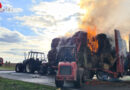 D: Brennendes Traktorgespann mit Strohballen, getroffene Gasleitung und Lkw-Unfall → 3 Einsätze in 70 Minuten in Lehrte