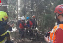 Stmk: Feuerwehr und Bergrettung gemeinsam im Kogelgraben in Friedberg im Forstunfall-Übungseinsatz