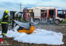 Oö: Brand eines im Feld stehenden Staplers in Steinhaus