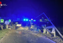 Stmk: Spur der Verwüstung bei Pkw-Unfall beim Kreisverkehr in Lannach