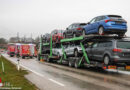 Oö: 300 Liter Diesel nach Kollision Autotransporter-Pkw in Marchtrenk ausgetreten