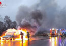 D: Pkw-Vollbrand am Zubringer im Autobahnkreuz Wuppertal Nord zur A 1