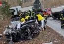 D: Massiv Eingeklemmte nach Kollision eines Pkw mit Tankwagen in Lennestadt