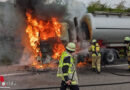 D: Brennende Lkw-Zugmaschine auf der BAB 8 bei Pforzheim