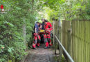 D: Transporthilfe in unwegsamem Gelände mit Einrad-Trage der Höhenretter der Feuerwehr Stuttgart