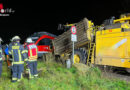 D: Glimpfliche Kollision zwischen Regionalzug und Erntemaschine in Bergheim