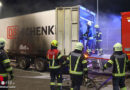 Oö: Lkw-Anhänger-Brand mit Gefahrstoff auf Kontrollplatz der A8 bei Kematen am Innbach