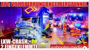 D: Lkw prallt auf im Tunnel auf Lastwagen aufgefahren Sprinter ? zwei Eingeklemmte