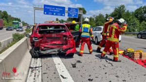 D: Drei beteiligte Fahrzeuge und lebensgefährlich Verletzter bei Autobahn-Unfall bei Bruchsal