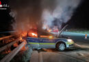 D: Absicherndes Polizeifahrzeug auf A 1 gerammt und in Flammen