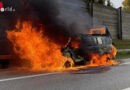 Schweiz: Lieferwagen auf der A 13 bei A13 in Domat/Ems in Vollbrand