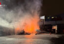 D: Feuer auf Firmengelände in Essen → brennende Lkw-Reifen im Industriehafen
