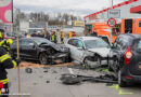Oö: Kreuzungsunfall mit drei beteiligten Fahrzeugen nach Verfolgungsfahrt mit der Polizei in Leonding