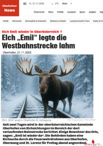 elch Oö: Elch ?Emil“ wieder in Oberösterreich? Drohnenübung im Bahnbereich