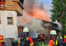 D: Schuppenbrand fordert Feuerwehren in Bad Liebenzell → Teleskoplader statt Teleskopmastbühne eingesetzt