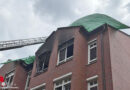 D: Schutz des LUP-Klinikums nach Brand → erster Notdach-Einsatz