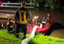 D: Mülltonnenbrand zugleich mit Ölaustritt auf Gewässer