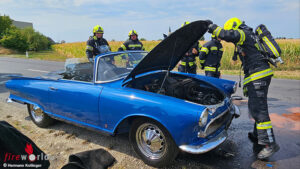 Fiwo_Oldtimerbrand_Hartheim_16082026_Kolli1 Oö: Fahrer eines Oldtimers bekämpft Motorbrand mit Fußmatten
