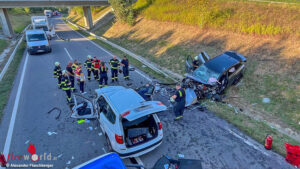 15-09-2026_Oberwart-T2-VKU_035 Bgld: Zwei Fahrzeuglenker nach Frontalunfall auf der B 63a eingeklemmt