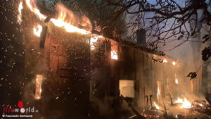 D: Einfamilienhaus auf stark bewachsenem Grundst�ck in Dortmund in Vollbrand