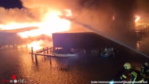 RustBootsbrand Bgld: Großbrand in der Ruster Bucht ? rund 220 Bootsgaragen ein Raub der Flammen